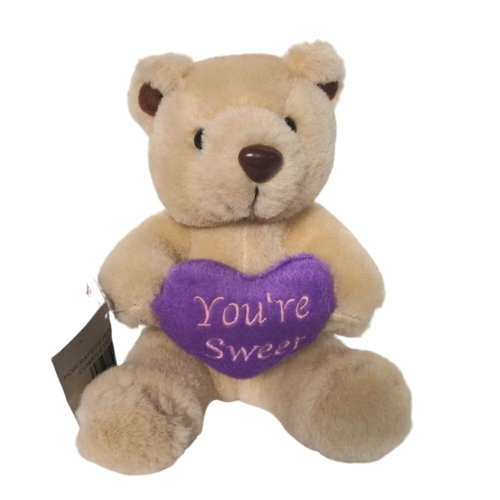 Fun World Teddy Bear Heart Plush Stuffed Animal 6.5"